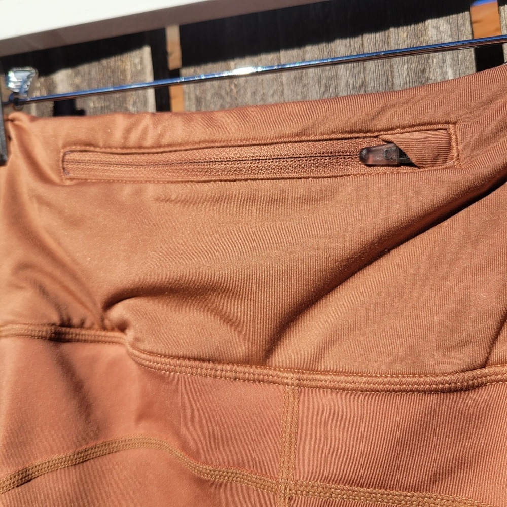 Nike Air Dri-FIT W XL 7/8 Running Leggings Rust Orange Mesh Zip Pocket Active - Picture 9 of 16